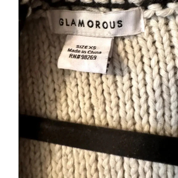 Boho Fringe Kimono Duster Cardigan Aztec Print Black White Knit Sweater - Picture 6 of 11